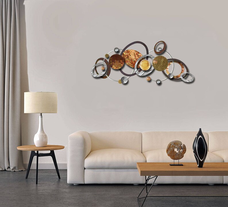Metal Wall Art Gold Abstract - Etsy