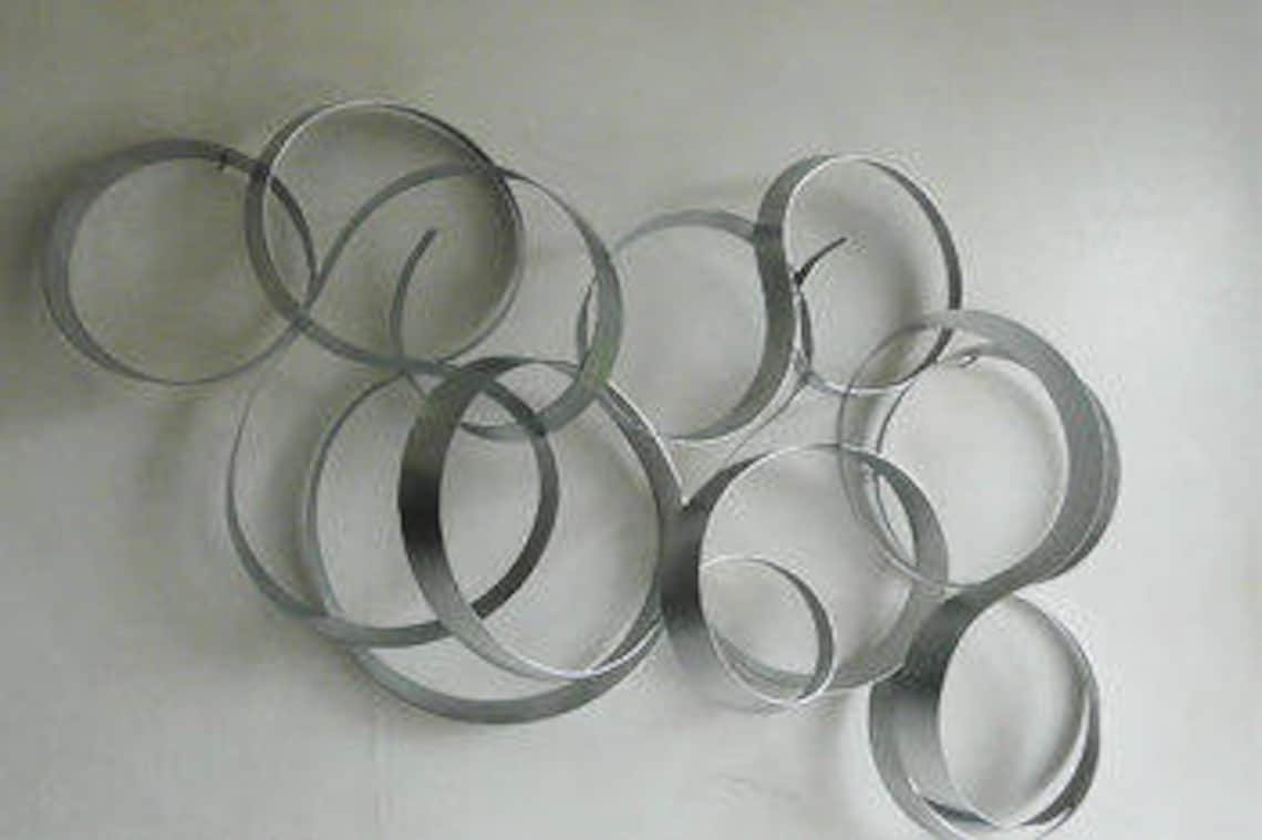 Metal Wall Art Silver Abstract Etsy UK
