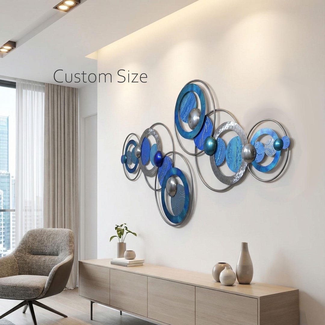 Red & Gold Geometric Metal Wall Decor | Modern Abstract Circles ...