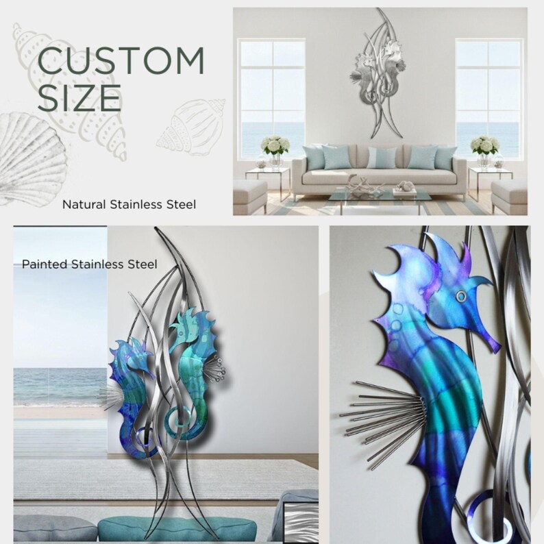 Stainless Steel Seahorse Wall Art – Coastal Bathroom Decor - Etsy