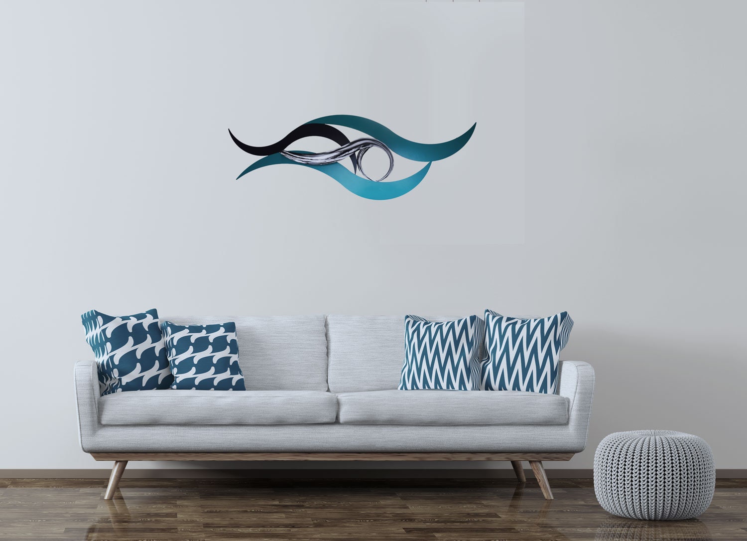 Metal Wall Art Wave Form Teal Etsy UK