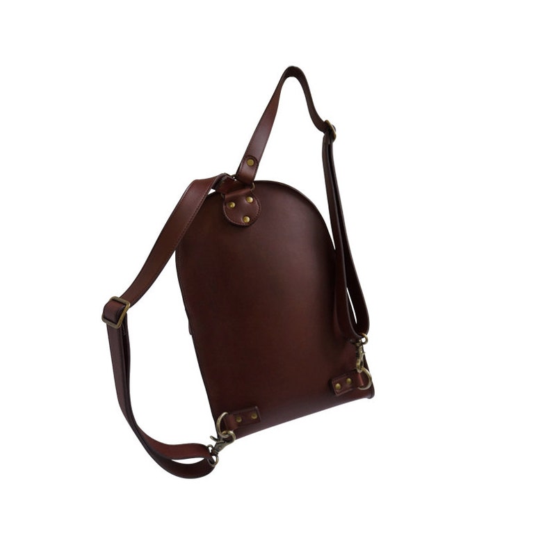 small brown leather backpack womens