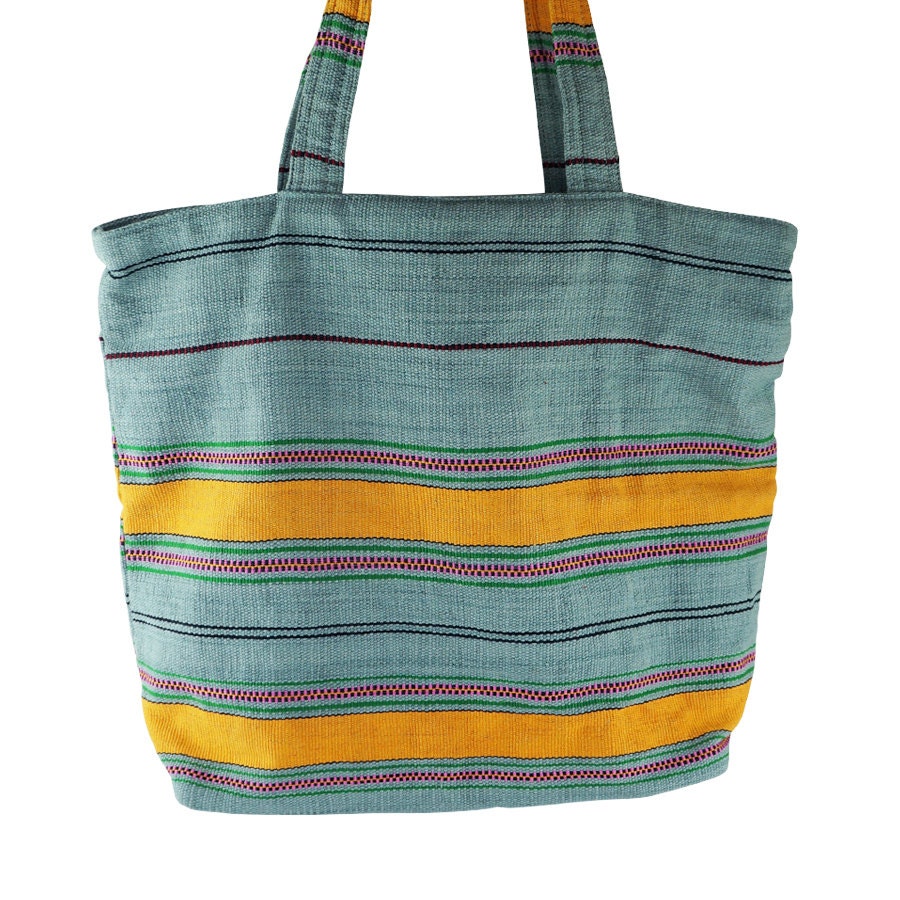 Turquoise Large Handwoven Tote Bag Lined With Many Pockets Etsy Australia