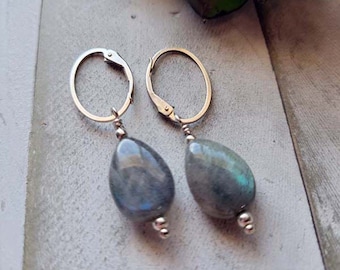 Teardrop Labradorite Earrings, Teardrop Gemstone Earrings, Teardrop Earrings, Drop Earrings, Dangle Earrings, Labradorite Gift, Gift For Her