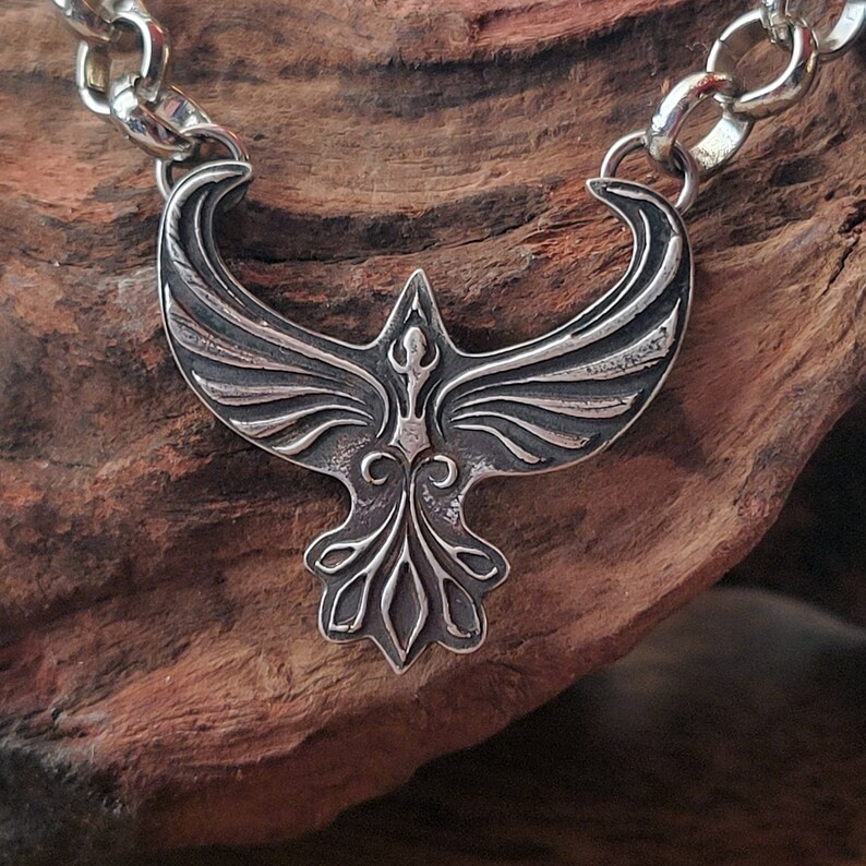 Sterling Silver Phoenix Necklace Phoenix Rising Necklace Etsy