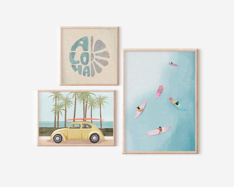 Buggy Beach Wall Art, Beach Prints, Beach Gallery Wall Set, Modern ...
