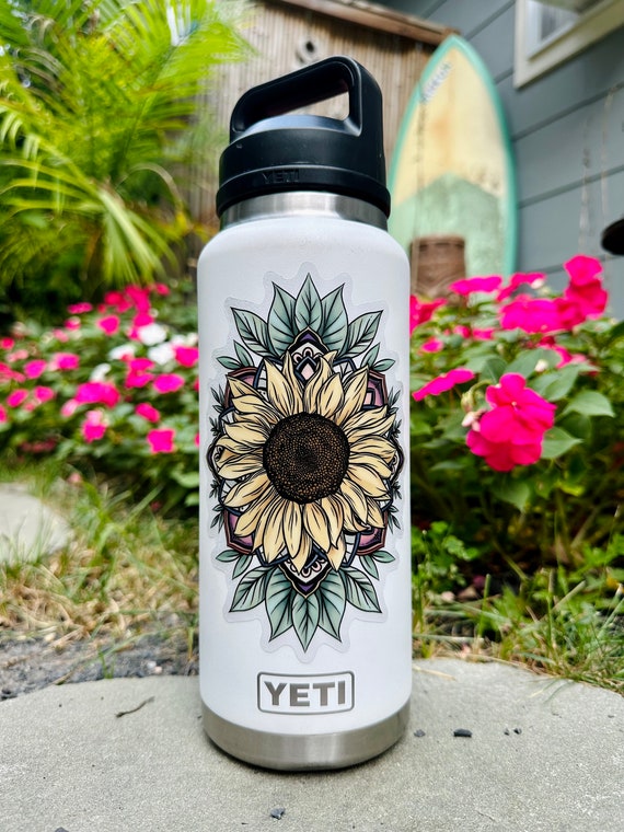 Sunflower Mandala Sticker 2 Sizes Available Clear Edge Yeti