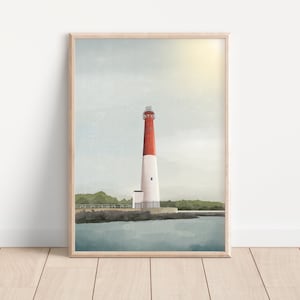 Barnegat Lighthouse print, Barnegat Bay, Beach Gallery Wall Set, Modern Coastal, Coastal Wall Decor, Living Room Art, Bar Art, Printable Art