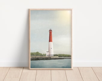 Barnegat Lighthouse print, Barnegat Bay, Beach Gallery Wall Set, Modern Coastal, Coastal Wall Decor, Living Room Art, Bar Art, Printable Art