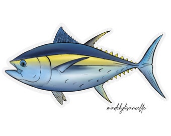 Tuna sticker, 4inch - clear edge, Yellowfin tuna sticker, big eye tuna