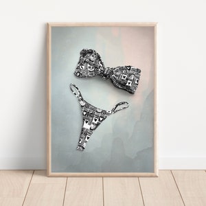 Bikini Print, Küsten Wandkunst, Strand Kunst, moderne Küsten, Küsten Wand Dekor, Wohnzimmer Kunst, Bar Art, Küsten Cowgirl