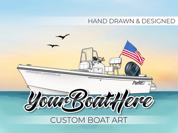 Custom Hand Drawn Boat Art Boat Illustration Files Only Boat Merch
