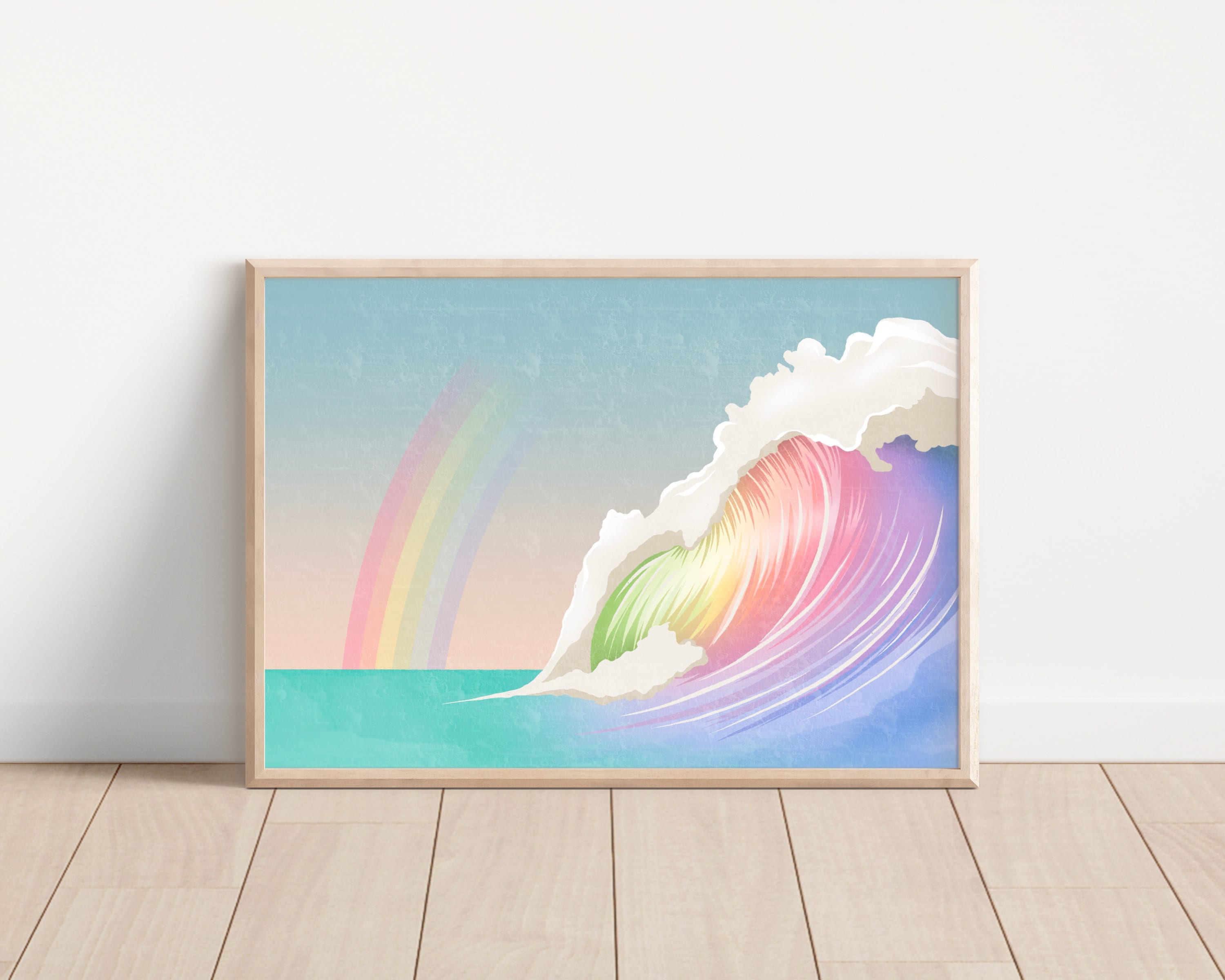 Rainbow Wave Wall Art, Surf, Coastal Cowgirl, Beach Gallery Art, Boho, Coastal Wall Decor, Beachy, Living Room Art, Printable