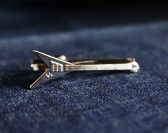 Silver Electric guitar tie clip