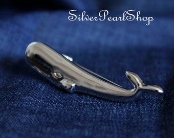 Silver Whale Tie Clip