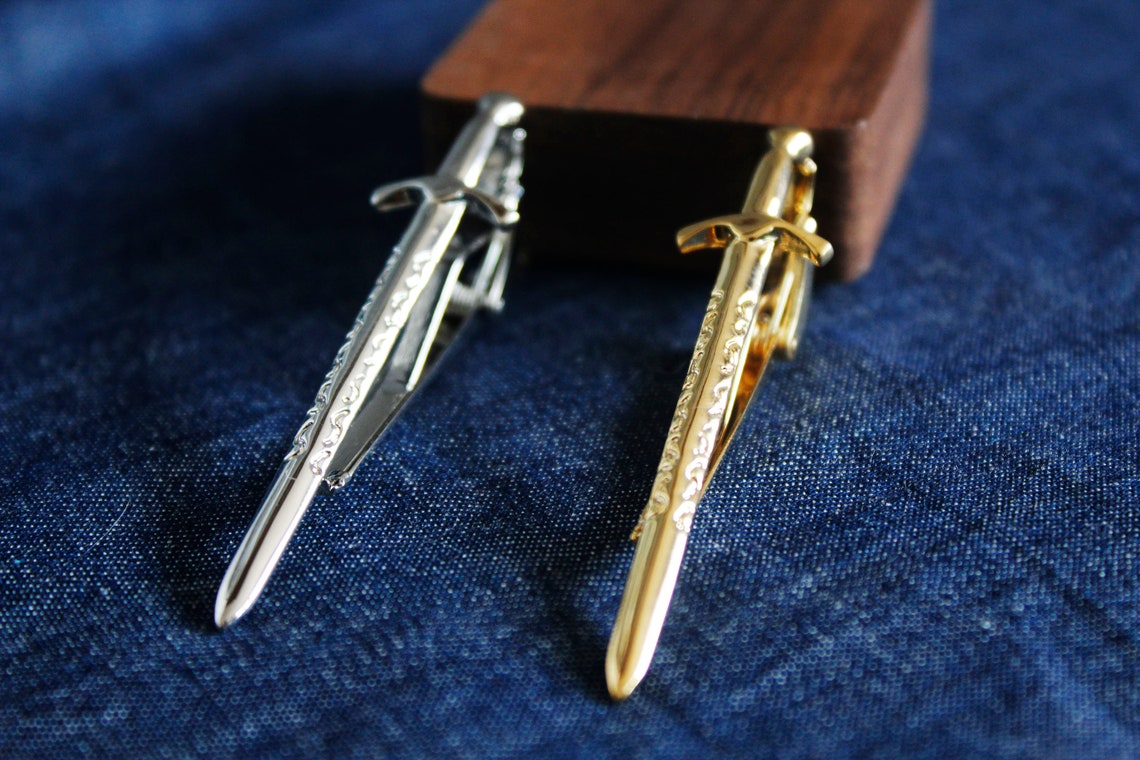 Silver Brave Sword Tie Clip Etsy