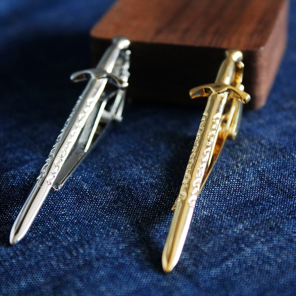 Silver Brave Sword Tie Clip