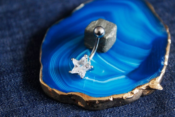 High end Zircon Star Belly Button Ring Navel Jewelry Belly Ring