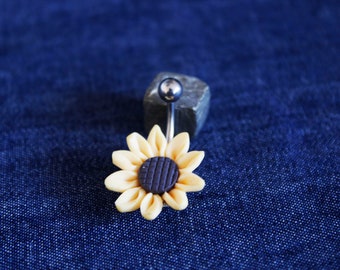 Sunflower belly button ring