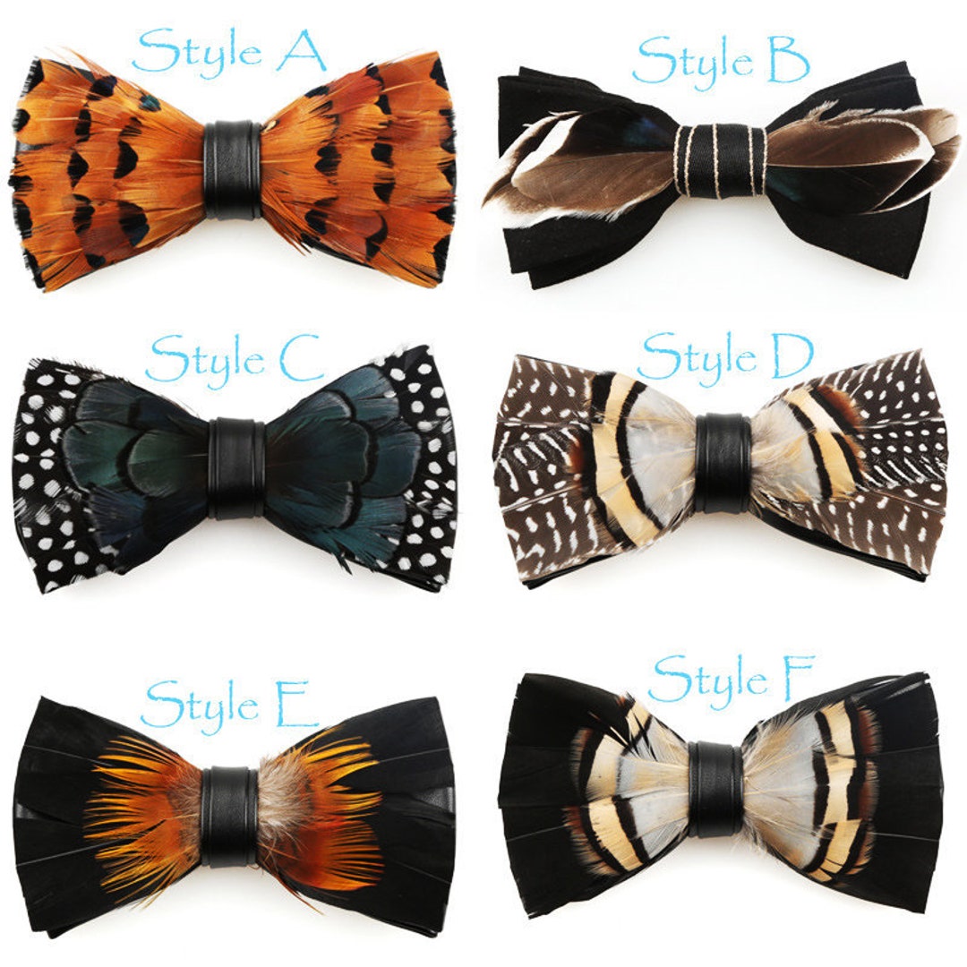 mens feather bow tie