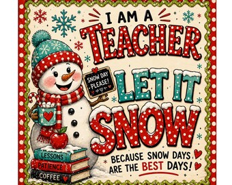 Teacher Snow Day Sign, Winter Teacher Gift, Snowman Wreath Sign, Classroom Christmas Decor, Teacher Door Sign