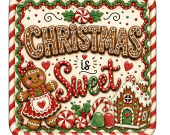 Gingerbread Christmas Sign, Christmas Is Sweet Wreath Sign, Candy Cane Holiday Decor, Gingerbread Decor
