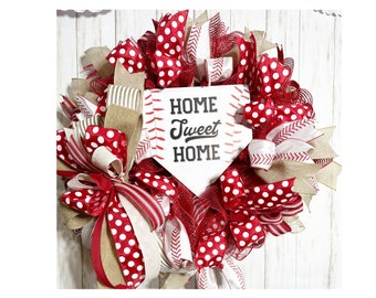 Baseball field summer wreath, Softball Sports, baseball wreath for front door, baseball mama