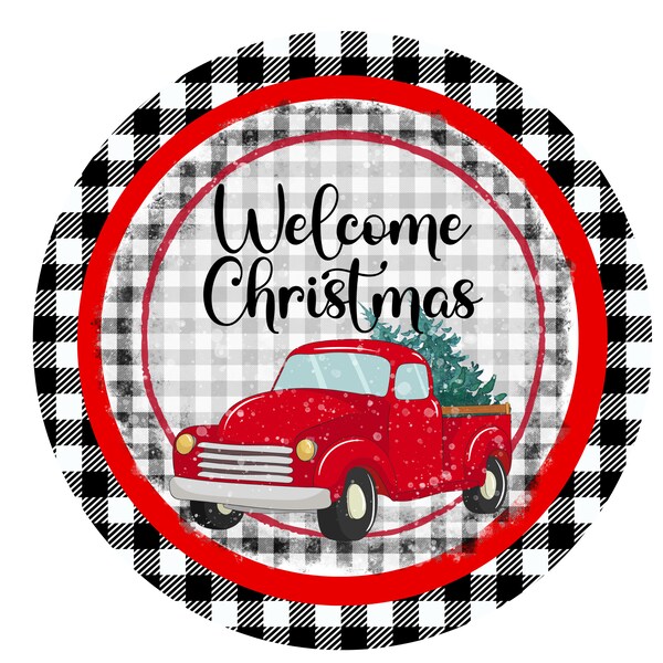 Welcome Christmas Sign, Christmas Wreath Attachment, Welcome Wreath Sign