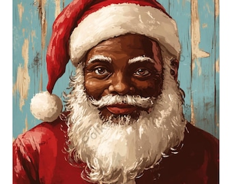 Black Santa Claus Metal Sign: Christmas Wreath Decor
