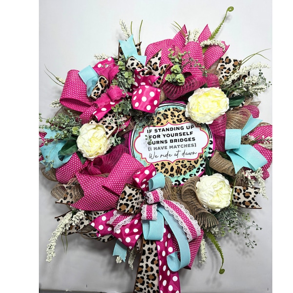 Mothers Day Gift for her, Everyday wreath for front door, Year around door hanging, Snarky gift for her, Best friend gift