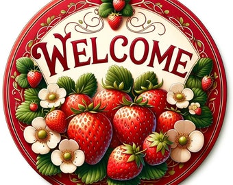 Strawberry Sign, Wreath Attachment, Strawberry kitchen decoration, strawberry home decor