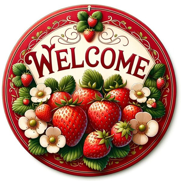 Strawberry Sign, Wreath Attachment, Strawberry kitchen decoration, strawberry home decor