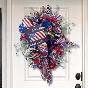 Patriotic Wreath: Memorial Day, 4th of July Front Door Decor