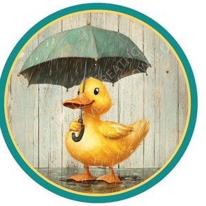 Lindo arte de pared con forma de pato: letrero de patito para día lluvioso, decoración de guardería de estilo rústico, animal de primavera imprimible, decoración para baby shower, pato amarillo de Pascua