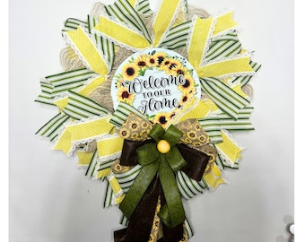 Sunflower Wreath for front door, Kitchen sunflower decor, Sunflower gift for her, Mother's Day gift, Welcome door hanger for new home