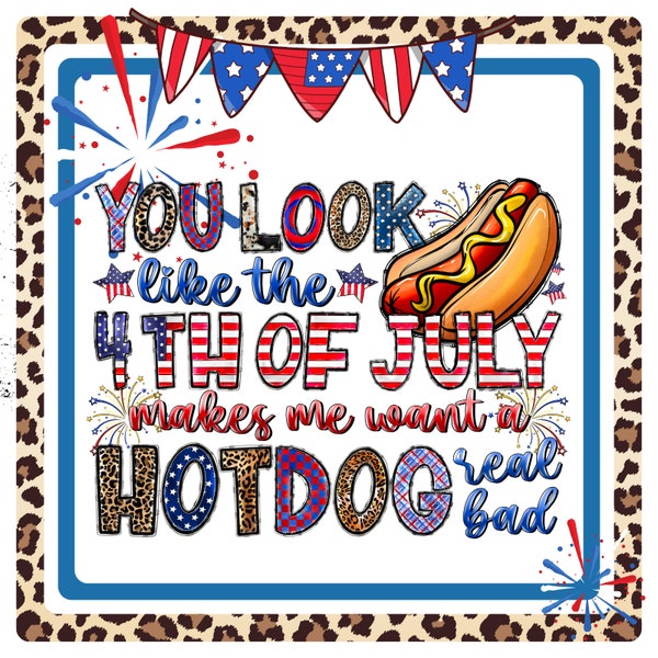 Patriotic Hot Dog Metal Sign: 4th of July Wreath Attachment
