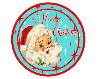 Retro Santa Christmas sign, Polka Dot Attachment, Farmhouse Wreath Decor