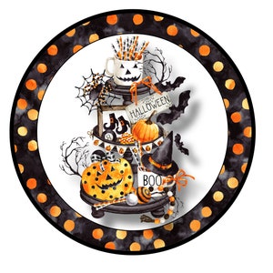 Letrero de bandeja de Halloween, accesorio de corona de otoño, letrero de corona de calabaza