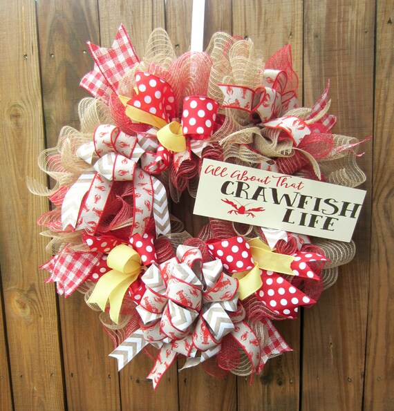 Crawfish Boil Party Decor Wreath Louisiana Pride Decor Etsy