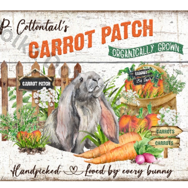 Easter Carrot Patch Sign, Spring Sign, Vintage Rabbit Decor, Rabbit Garden Gift, Rabbit Gift for her