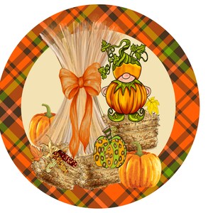 Signo de caída de gnomo, Accesorio de corona de otoño, Calabaza de gnomo