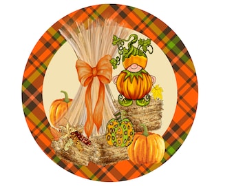 Gnome Fall Sign, Fall Wreath Attachment, Gnome Pumpkin