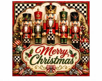 Nutcracker Christmas Sign, Merry Christmas Wreath Sign, Red Green Black Check Holiday Door Decor