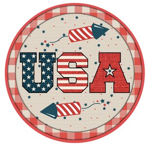 Patriotic Metal Sign: USA Wreath Attachment, 4th of July Decor