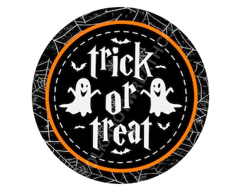 Trick or Treat Halloween Metal Wreath Sign: Home Decor