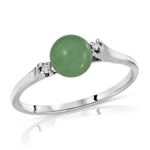 Green Jade Ring: 14k White Gold Diamond Accent Promise Ring
