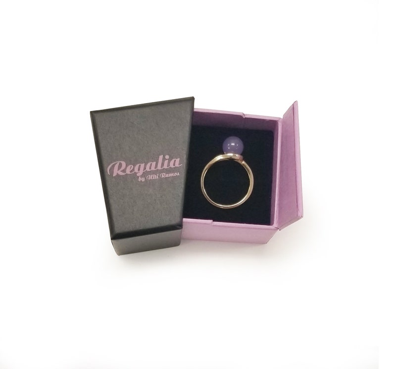 8mm Lavender Real Jade Bead Ring Sterling Silver .925