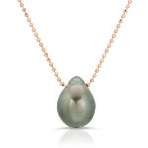 Tahitian Pearl Pendant Necklace - Single Genuine Baroque Tahitian Pearl Pendant Necklace