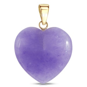 Genunie Lavender Jade Heart Pendant 14K