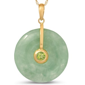 Exquisite 14K Yellow Gold Round Jade Pendant, Jade Necklace, Natural Jade Pendant, Healing Chakra, Solid Yellow Gold